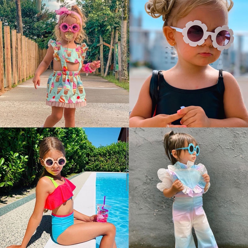 Kính Mát Hình Hoa Hướng Dương Tròn Dễ Thương Cho Bé 3-10 Tuổi