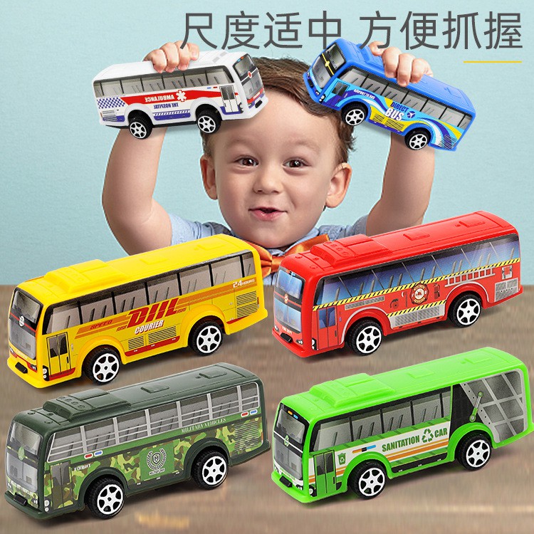 Đồ chơi mô hình xe bus kéo thả quán tính chất liệu nhựa an toàn cho bé XMH02