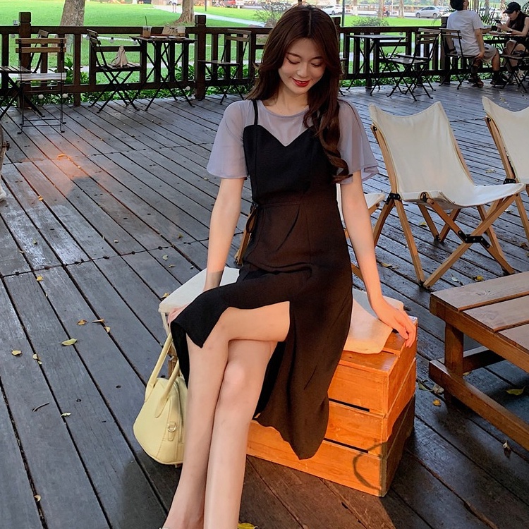 đầm midi đầm đen đầm 2 dây nữ váy cổ yếm váy xẻ tà váy cổ yếm đầm vintage váy tiểu thư sang chảnh đầm bigsize nữ váy nữ xinh váy đi chơi đầm đi tiệc đầm nữ
