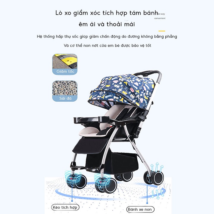Xe đẩy cho bé , xe đẩy 2 chiều gấp gọn cao cấp đa chức năng