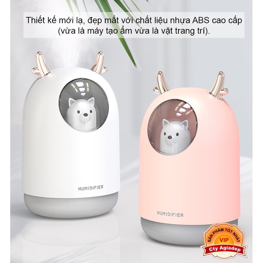 [FREESHIP] Máy Xông Tinh Dầu Mini Hình Gấu HUMIDIFIER Dễ Thương, Tự Động Ngắt Khi Hết Nước.