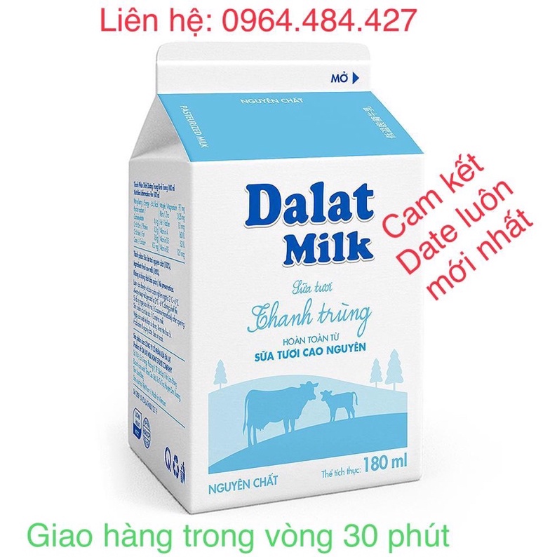 Sữa tươi thanh trùng không đường Dalat milk 180ml ( chỉ giao Tp Hcm )