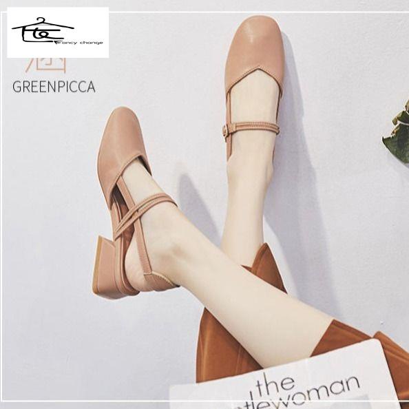 Giày Sandal Cao Gót Mũi Vuông Phong Cách Hàn Quốc Cho Nữ