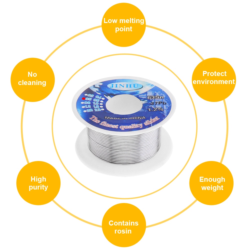 Cuộn Dây Hàn 63 / 37 30g Lõi Rosin Cao 0.5mm Với Lõi Hàn 1.2% Flux Và Thấp