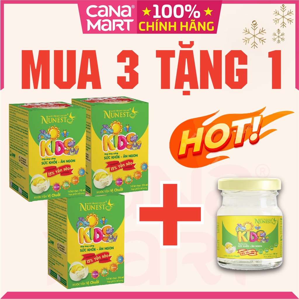 [MUA 3 TẶNG 1] Nước yến cho bé Nunest Kid vị chuối, tăng cường sức khỏe, hỗ trợ tiêu hóa.