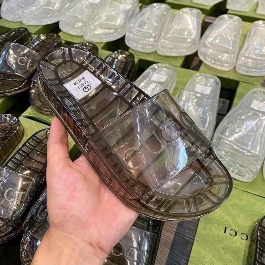 Free ship dép quai ngang trong suốt đế dày đi trong nhà