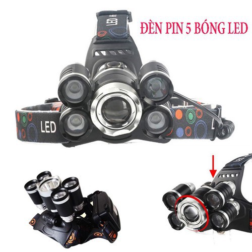 đèn Pin Đội Đầu 5 Bóng Led Siêu Sáng