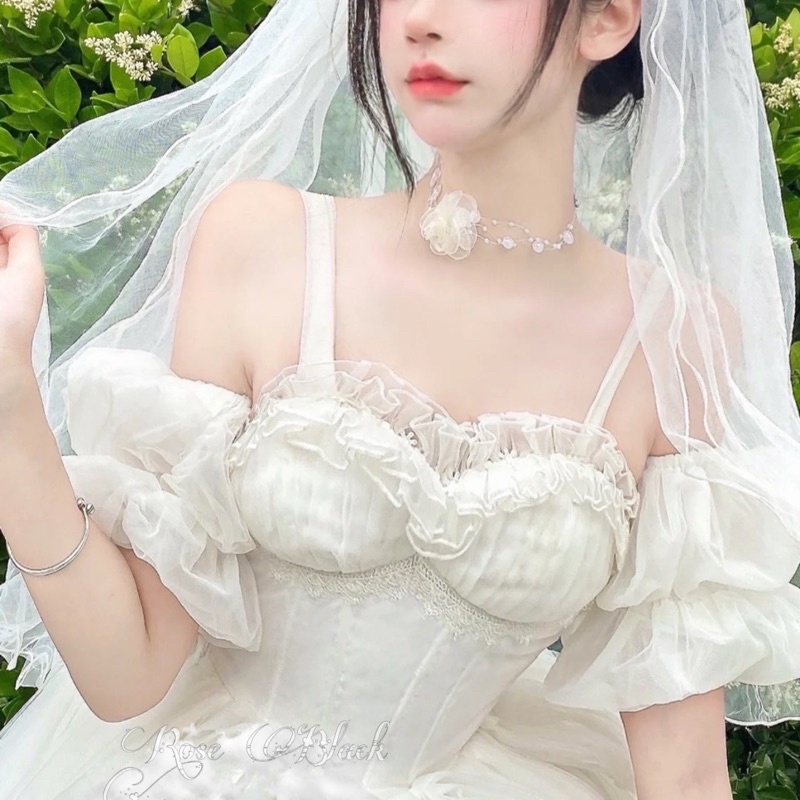 Choker hạt phối hoa voan cực xinh mã HV-07f