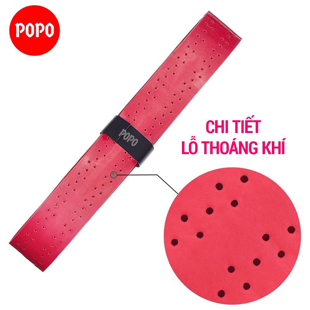 Quấn cán vợt, cuốn cán vợt cầu lông tennis POPO OG2  quấn vợt, cuốn cán có lỗ thoáng khí, gân chống trơn