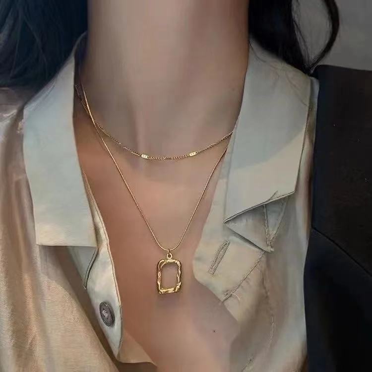 Vòng cổ hai sợi mạ vàng kiểu dáng đơn giản thời trang Hàn Quốc sang trọng cho nữ