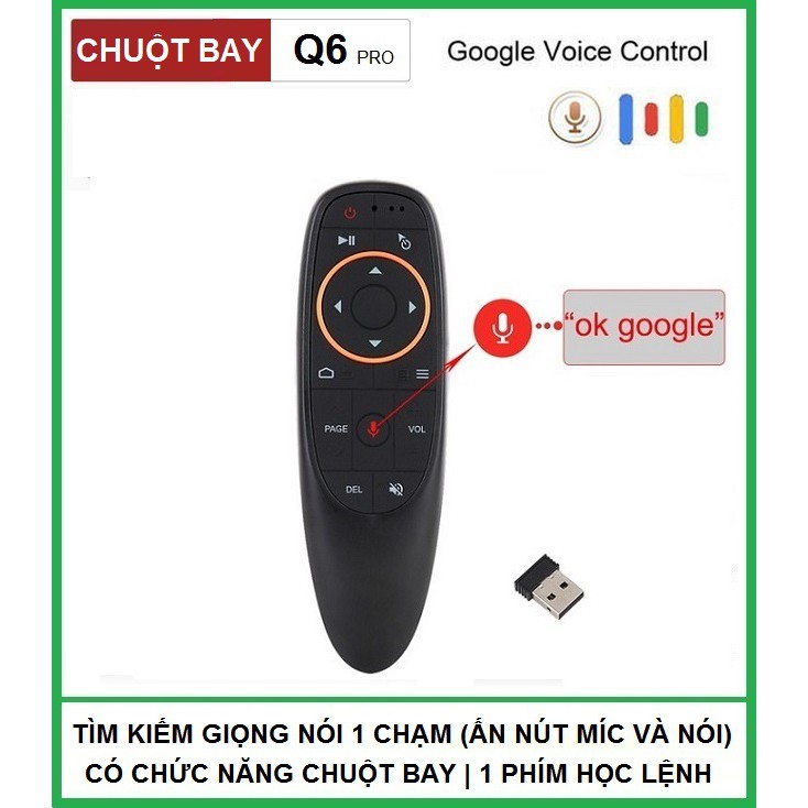 Chuột Bay Q6 Pro (G10, V2 pro) | cho tx5, tx3 mini, x96 mini, mibox, mecool, tivi sony Android tv