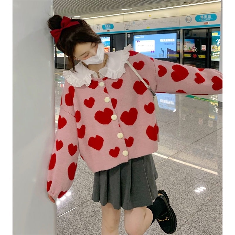 Áo khoác Cardigan dệt kim dáng ngắn dễ thương phong cách Nhật Bản thời trang thu đông cho nữ