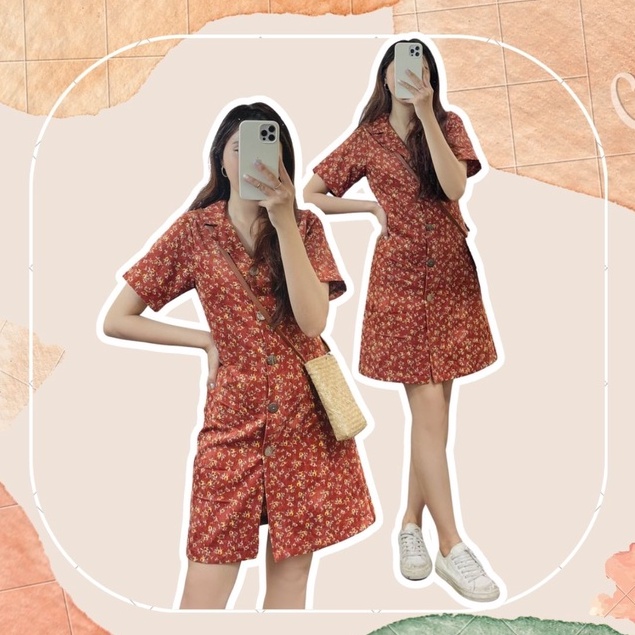 Váy sơ mi họa tiết hoa nhí Fabric Holic