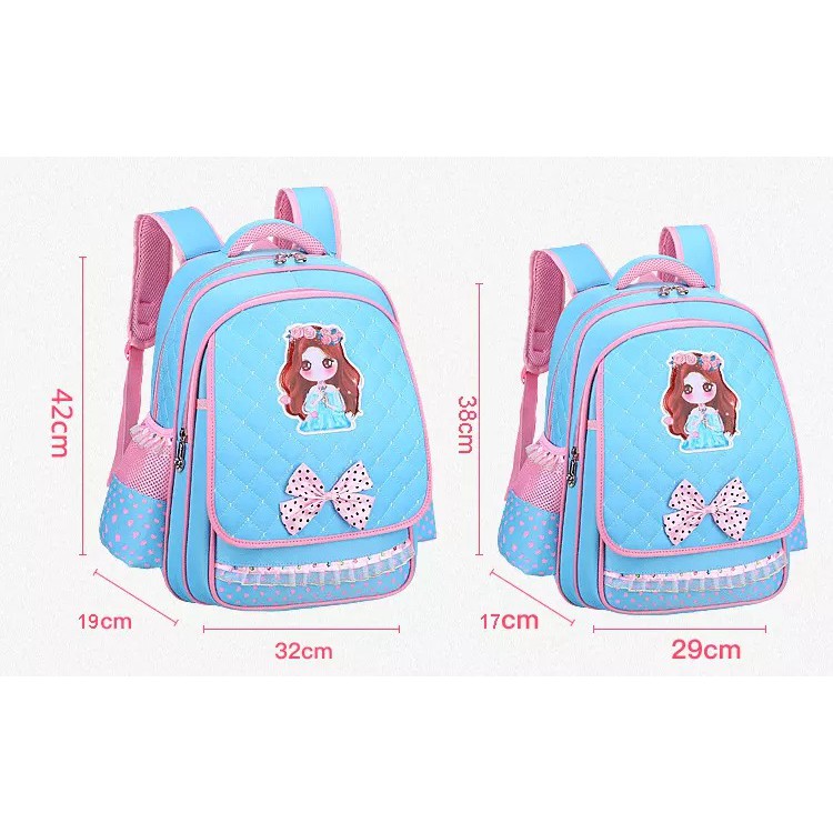 [SIZE 42- dành cho bé lớp 3 đến lớp 6] Balo đi học cho bé gái cấp 1 dễ thương hình công chúa, cô gái, cặp sách chống thấ