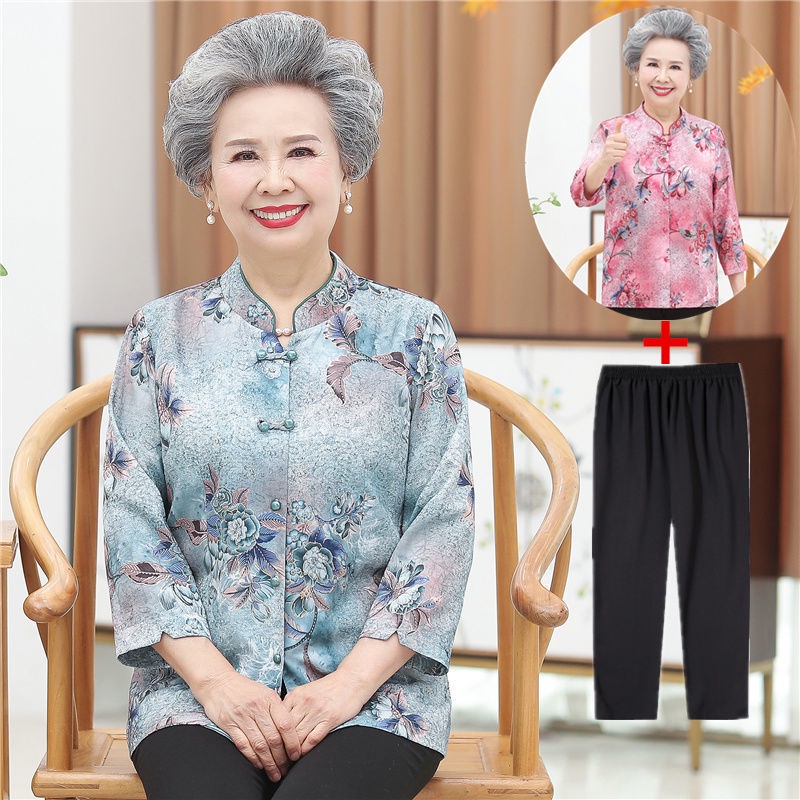 Áo sơ mi nữ xuân hè cao cấp, áo dài tay cho bà 70 tuổi