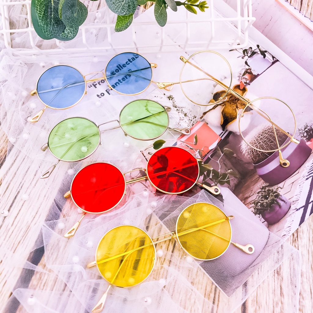 Mắt Kính Thời Trang Siêu Cấp Form Tròn Chân Kim Loại 585 Retro Phong Cách Hàn Quốc - Hazo