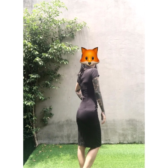 Váy body dáng ôm nhún bụng eo dài chạm gối thanh lí