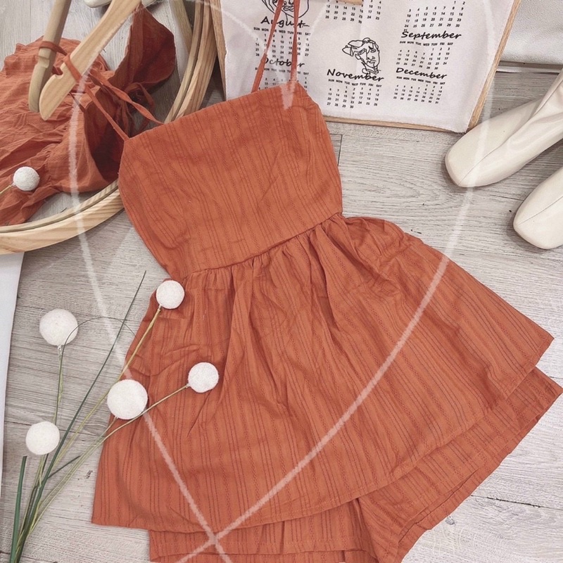 SET ÁO BBD XÔ CỘT HỞ DÂY LƯNG + QUẦN SHORT LƯNG THUN