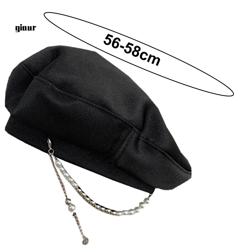 Mũ beret mềm đính ngọc trai giả màu sáng cho nữ