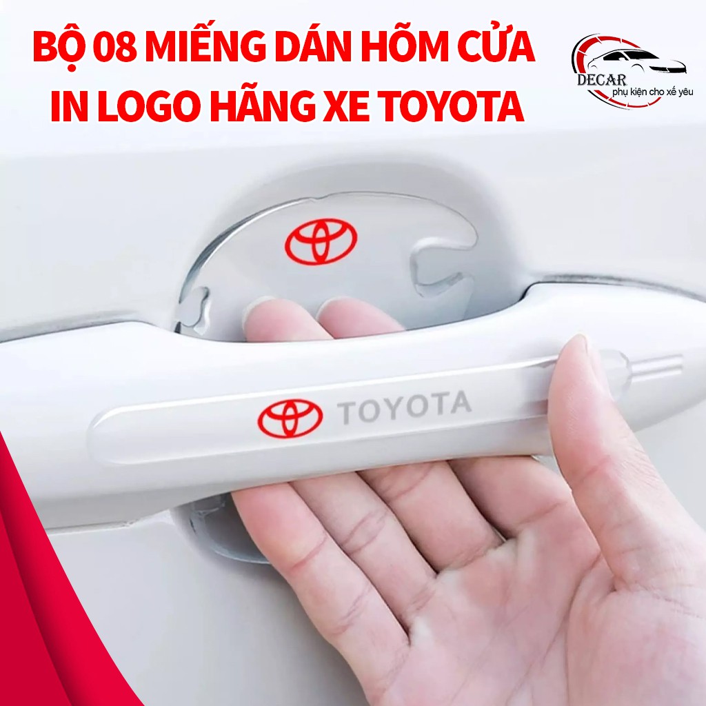 [TOYOTA] Bộ 10 miếng dán chống xước hõm cửa xe toyota silicon cao cấp , miếng dán cửa xe, ốp lõm tay nắm in logo