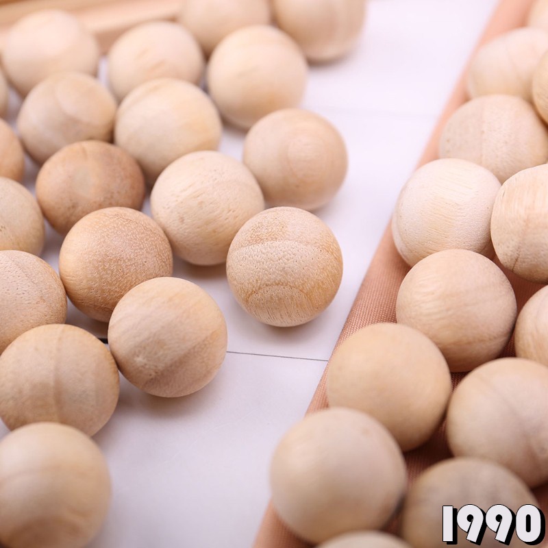 Gói 10 viên gỗ long não tròn khử mùi quần áo giày dép - Viên làm thơm tủ quần áo bằng gỗ