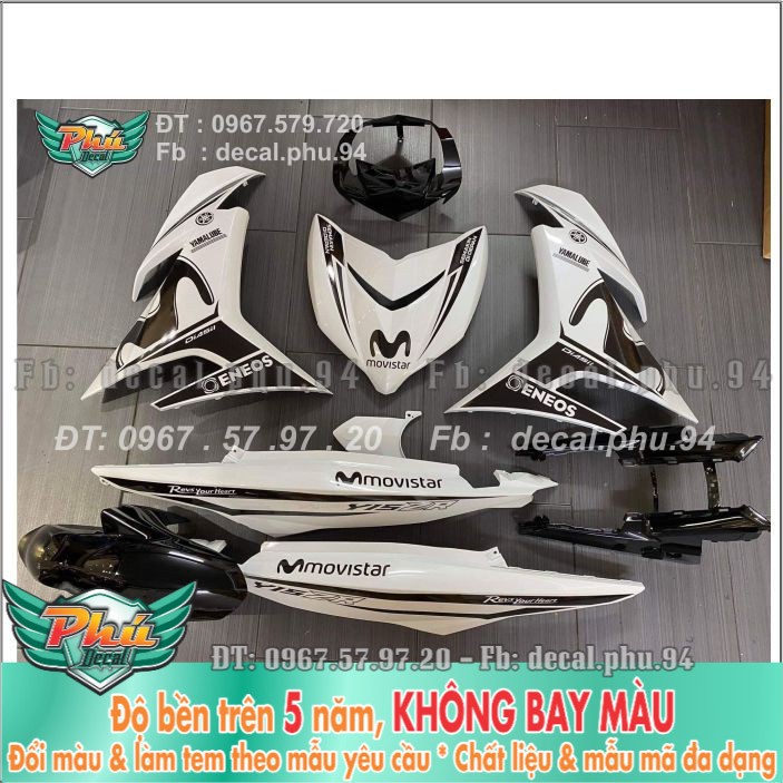 Tem rời Exciter 150 Mivistar Trắng đen xe trắng (X) -1