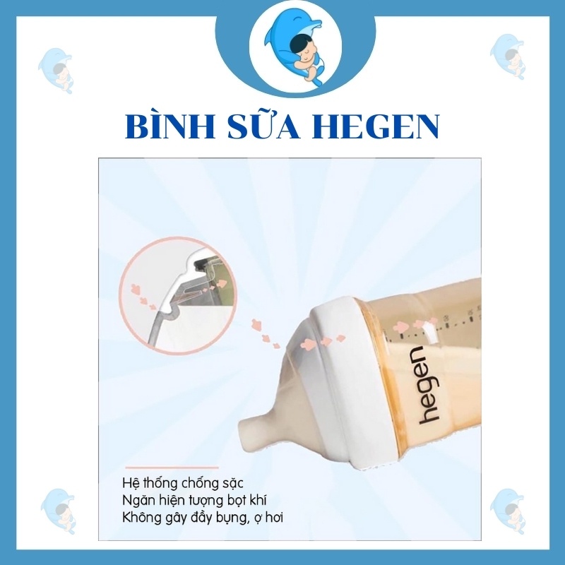 Bình sữa Hegen 60ml/150ml/240ml/330ml chính hãng chống đầy hơi chống sặc