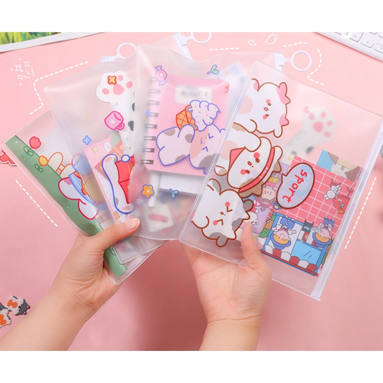 Túi Zip Đựng Bút, Đồ Dùng Học Sinh Trong Suốt Đa Năng Hình Dễ Thương