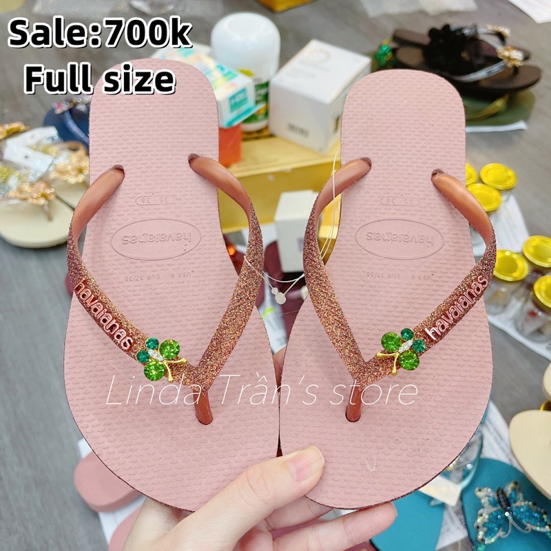 Dép HVN KIM TUYẾN VIỀN HỒNG + CHARM