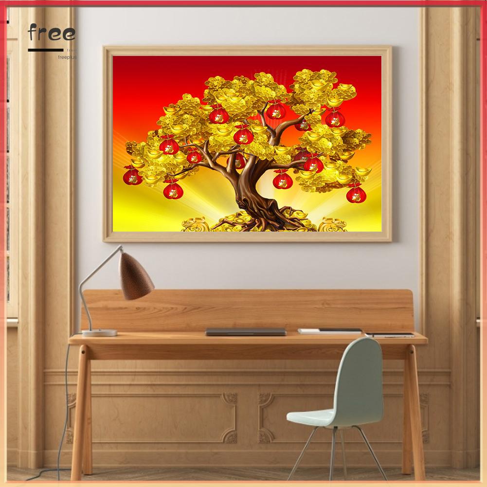Tranh Đính Đá Kim Cương Toàn Bộ 5D DIY Hình Vẽ Cây Tiền