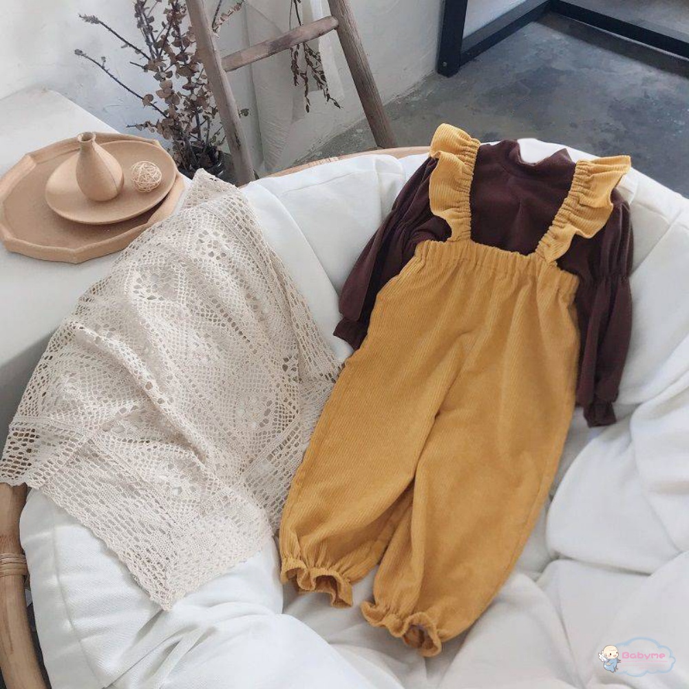 Set Đồ 2 Món Gồm Áo Tay Dài + Quần Yếm Dễ Thương Xinh Xắn Dành Cho Bé Gái