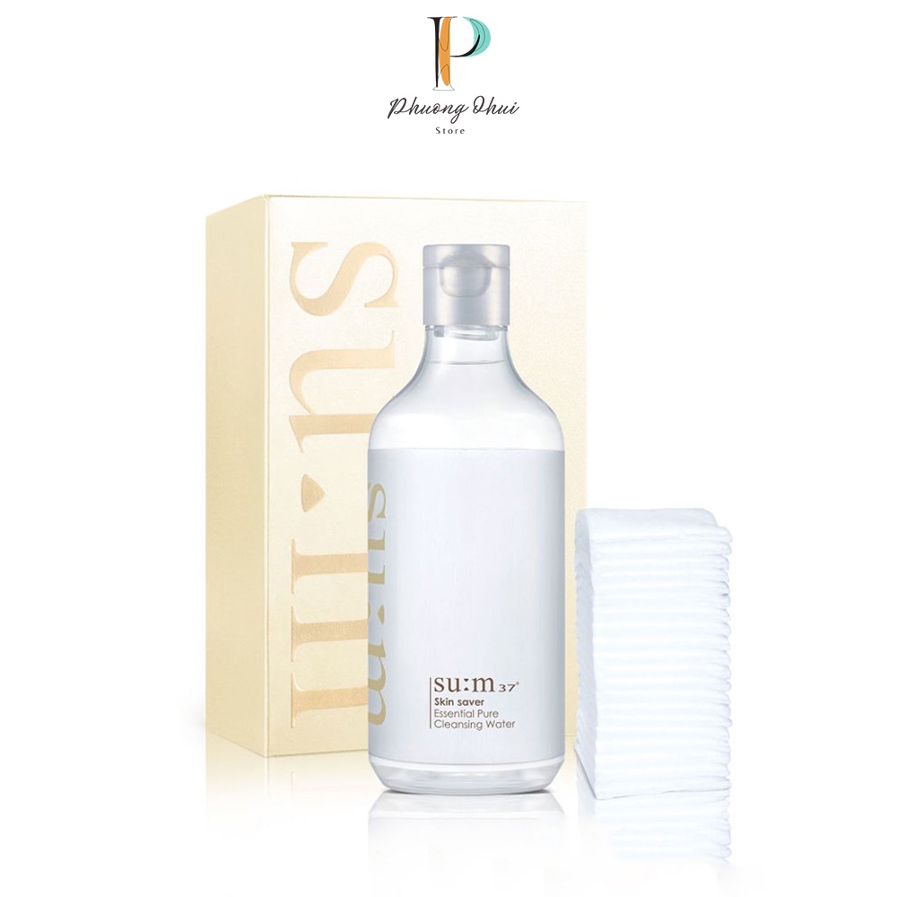 Nước Tẩy Trang Dịu Nhẹ Sum37 Skin Saver Essential Pure Cleansing Water 400ml Tặng Bông Tẩy Trang