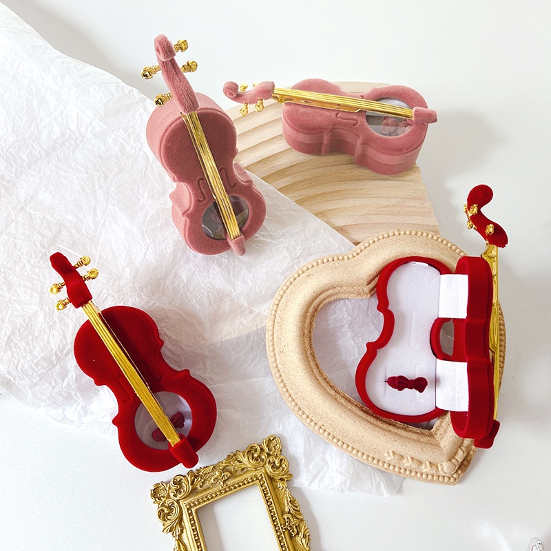 Hộp Đựng Nhẫn Hình Đàn Violin Dễ Thương Giá Đỡ