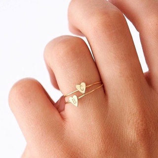 HEART RING 💙 Nhẫn Mặt Trái Tim Khắc Tên Chữ Theo Yêu Cầu Chất Liệu Bạc 950