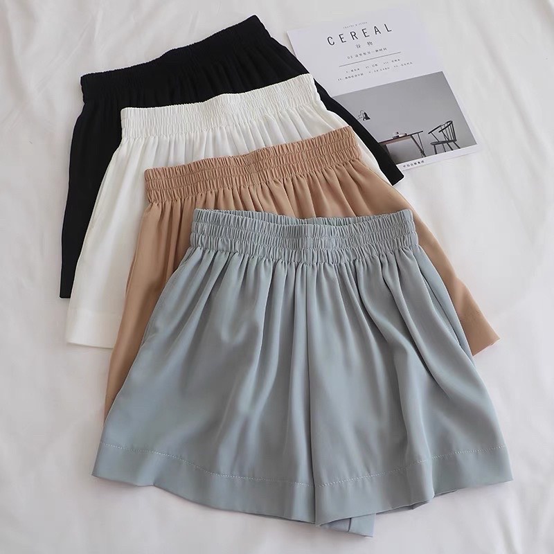 Quần sooc nữ,quần đùi nữ cạp chun nhiều màu chất lụa mềm mại | BigBuy360 - bigbuy360.vn