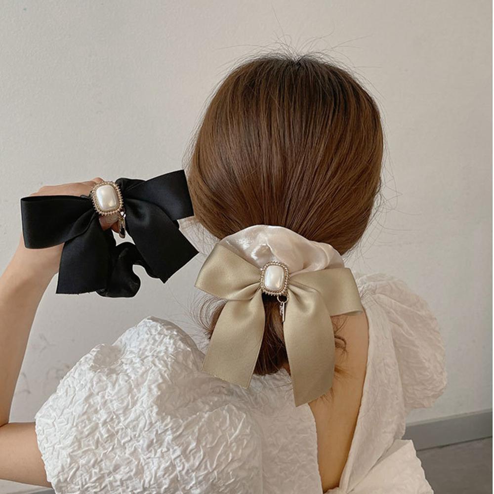 Dây Cột Tóc Ruy Băng Đính Nơ Điều Chỉnh Được 15H Phong Cách Hàn Quốc Cho Bạn Gái