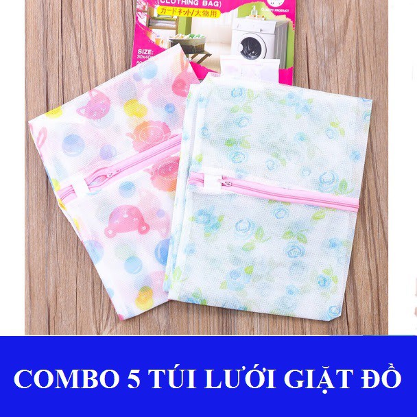 Combo 5 túi lưới giặt đồ vuông/tròn