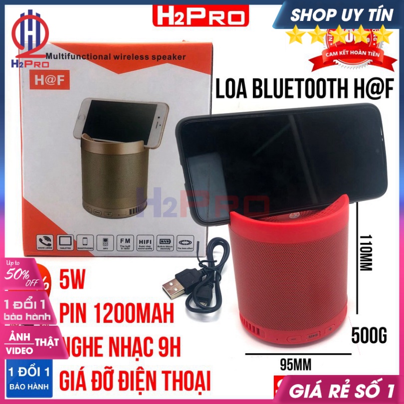 Loa bluetooth mini H2PRO HF 5W-pin 9h, loa bluetooth giá rẻ có USB-Thẻ nhớ-AUX-Kệ điện thoại (tặng dây sạc)