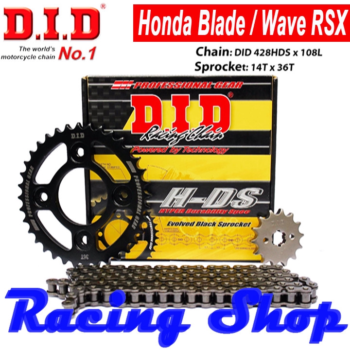 Nhông sên dĩa Honda Wave Blade , RSX – Sên đen 10ly DID HDS - Thái Lan