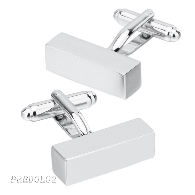 [Predolo2] Khuy Măng Sét Hình Chữ Nhật Bằng Đồng Bạc Cho Đám Cưới