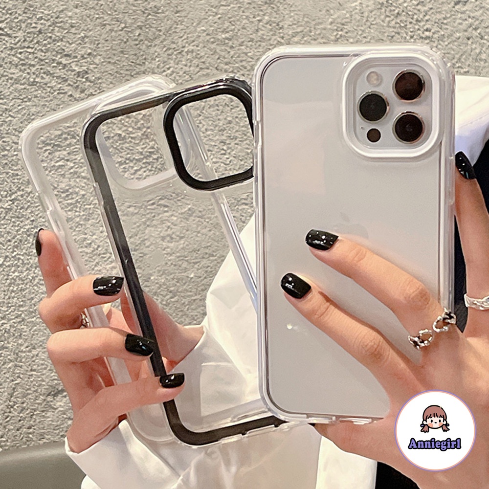 Ốp điện thoại TPU mềm chống sốc viền màu 3 trong 1 thời trang cho iPhone 14 13  12 11 Pro Max X Xs Max Xr 8 7 Plus