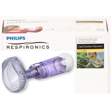 Buồng đệm, buồng hít hen suyễn (Babyhaler) Philips Respironics OptiChamber Diamond – loại có mặt nạ silicone mềm