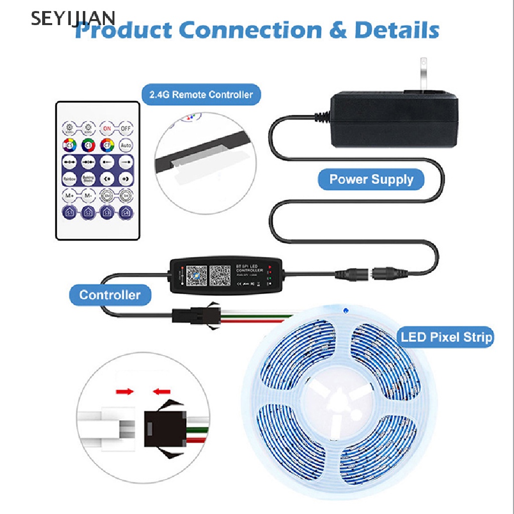 Bộ điều khiển dây đèn LED qua APP theo nhạc WS2811 WS2812 JAN