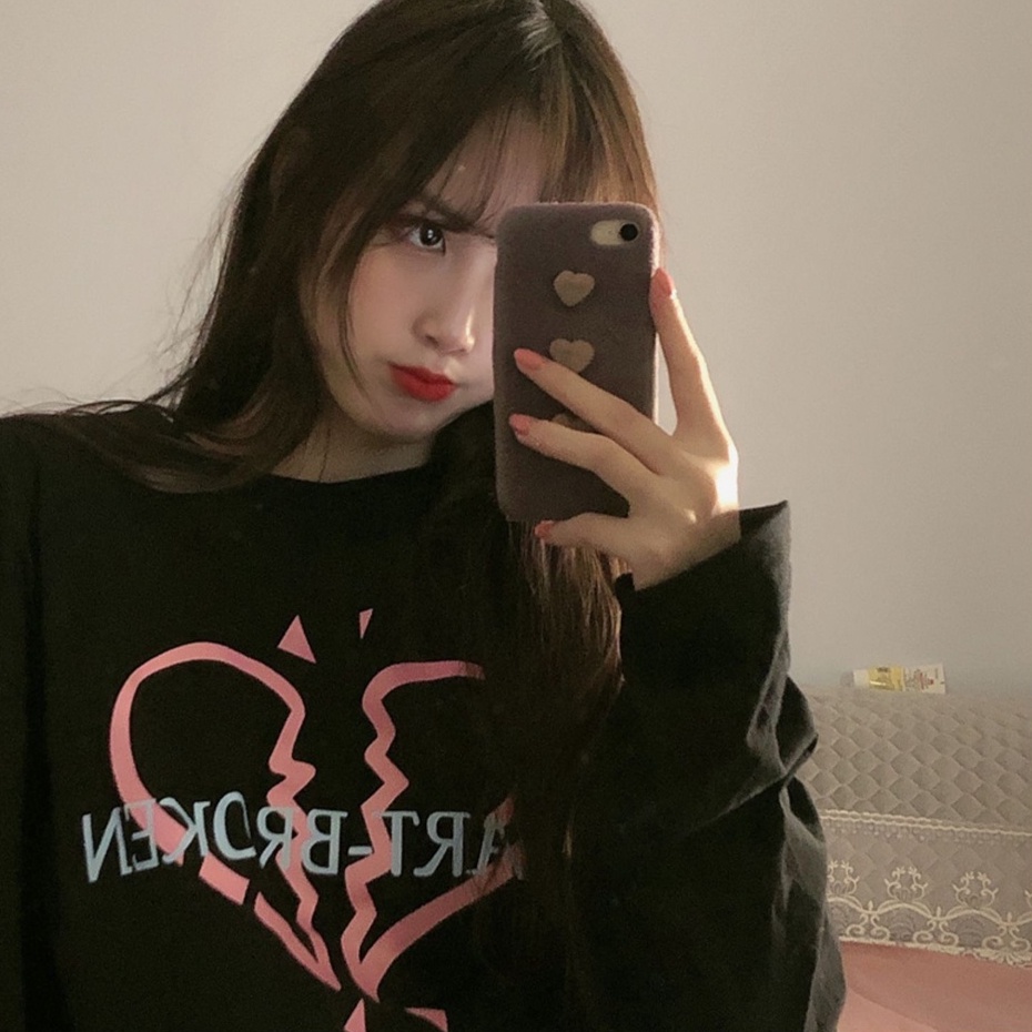 Áo thun dài tay nam nữ, áo phông dài tay unisex form rộng chất cotton dày đẹp in hình trái tim trend 2022 TD 103