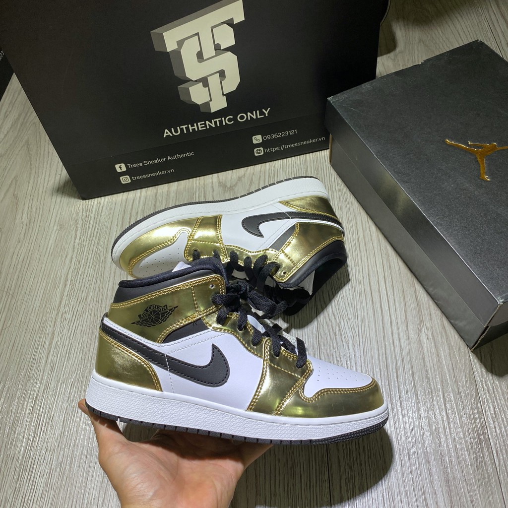 [ CHÍNH HÃNG ] Giày thể thao NIKE AIR JORDAN MID METALLIC GOLD