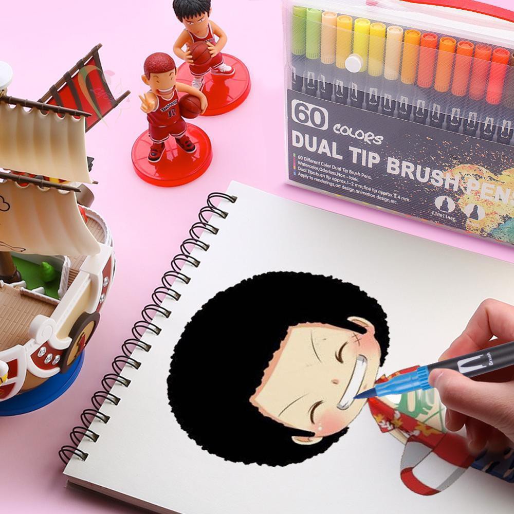 Bút Lông Hai Đầu 24 Màu Tùy Chọn Dùng Vẽ Tranh Cho Người Lớn