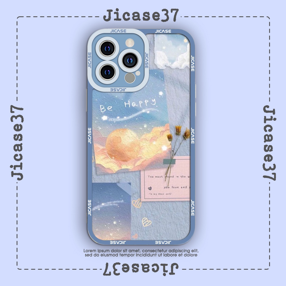 Ốp lưng iphone cạnh vuông Jicase Aesthetic màu nước blue 6plus/6s/6splus/7/7plus/8/8plus/x/xs/11/12/pro/max/plus/promax