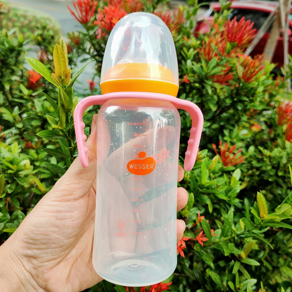 Ống hút, tay cầm, cổ nối, nắp, van chống sặc cho bình sữa cổ thường, cổ hẹp tương thích bình sữa Wesser