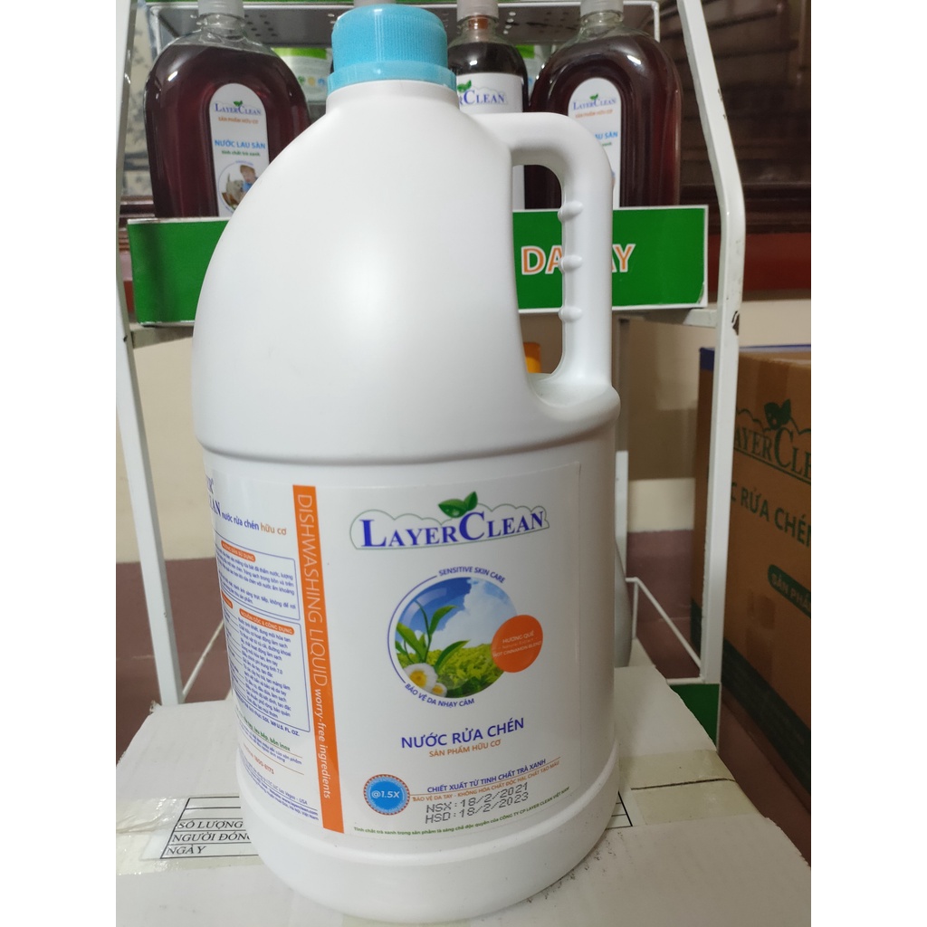 Nước rửa bát hữu cơ Layer Clean hương Quế, hương Quýt 5L