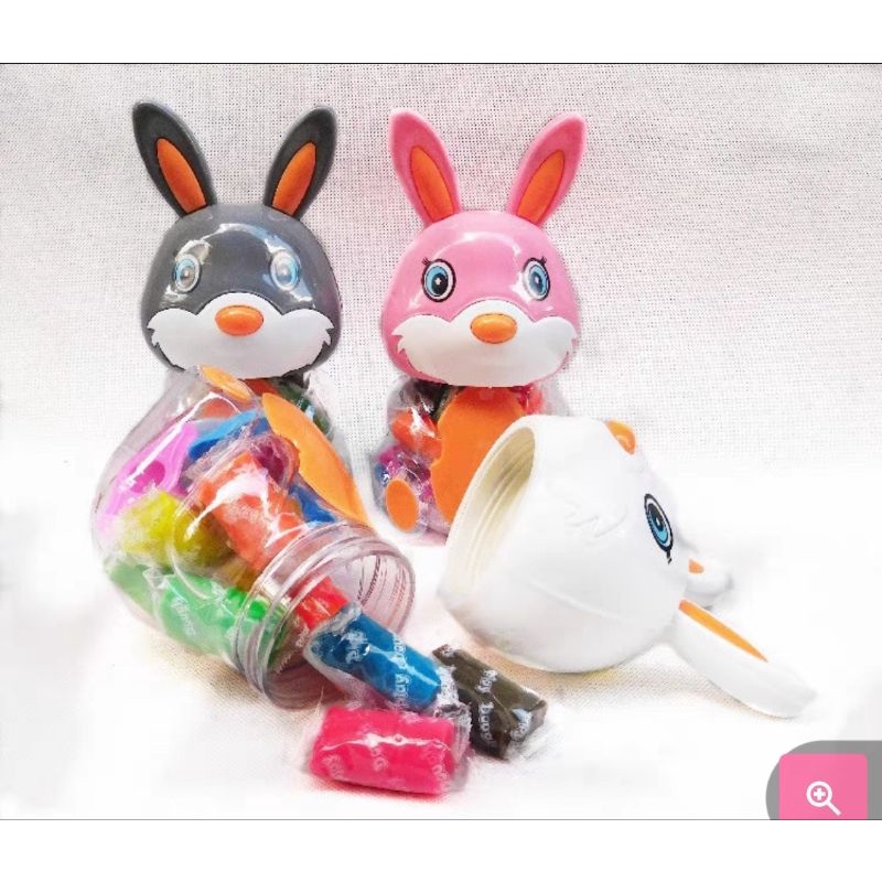 Đất nặn an toàn 12 màu tự nhiên cho bé, bột nặn hộp hình thỏ tiện lợi